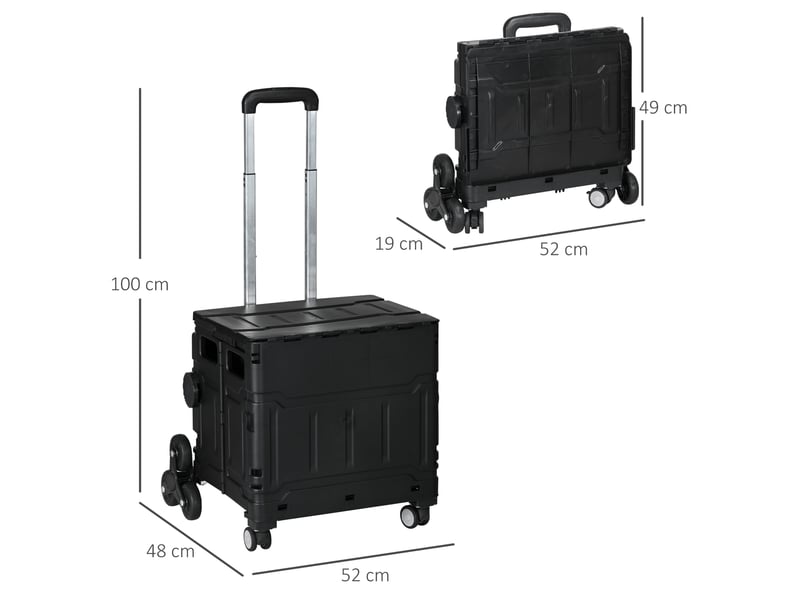  Chariot de courses - réglable en hauteur - pivotant à 360° - pliable - plastique - noir - pour cuisine 52x48x100cm - Conforama D