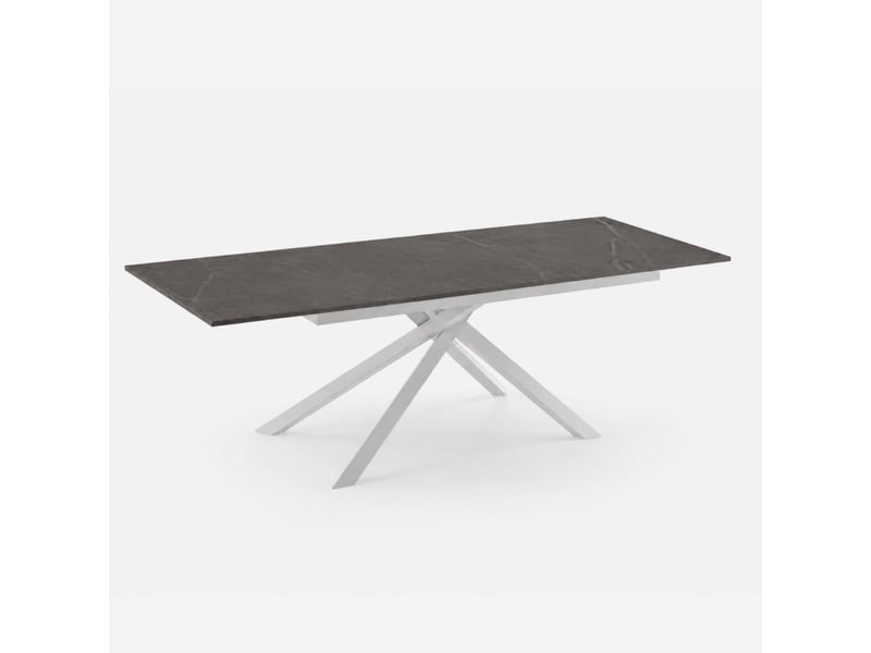 Table extensible en mélaminé structure blanche 140190x90 pluto - anthracite - Conforama C