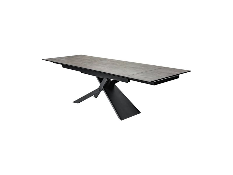  Table de salle à manger stelix – extensible 180 à 260 cm – structure métal et plateau en verre trempé et céramique  - Conforama A