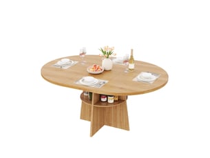 Table à manger extensible - 110 x 110 x 77.5 cm - table de cuisine 2-8 personnes avec étagère de rangement - bois naturel