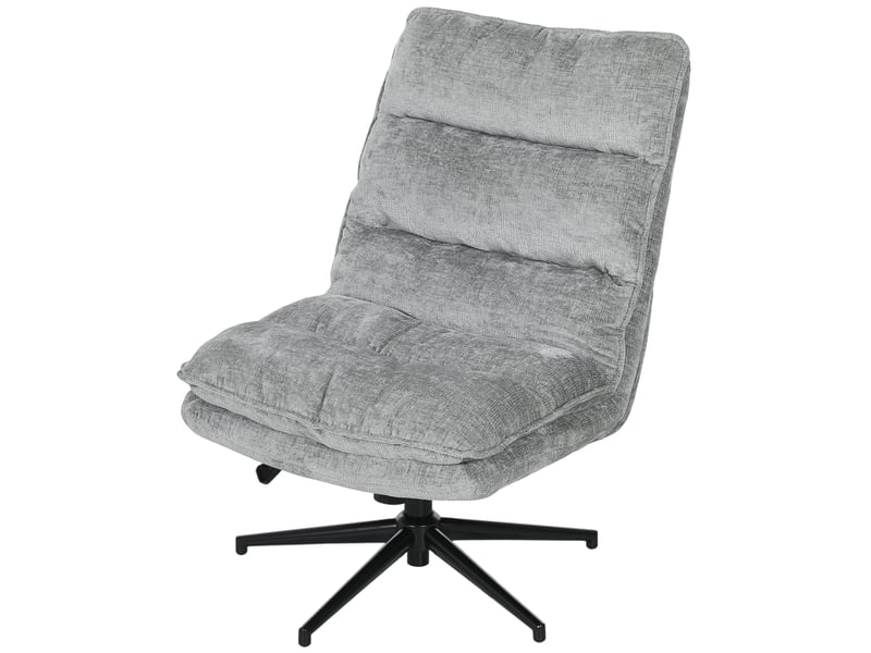  Chaise de bureau pivotante sans accoudoirs, revêtue d'un tissu doux, réglable en hauteur, pieds en acier, grise.  - Conforama B