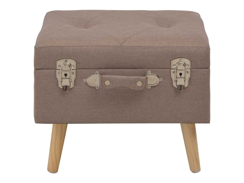  Lot de 3 tabourets de rangement marron tissu  - Conforama D