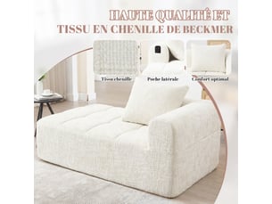 Canapé droit fixe 1 place Tissu beige