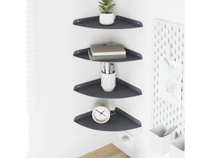 Lot de 4 étagères flottantes d'angle, étagères murales anthracite 24 x 24 x 2,3 cm cf41661