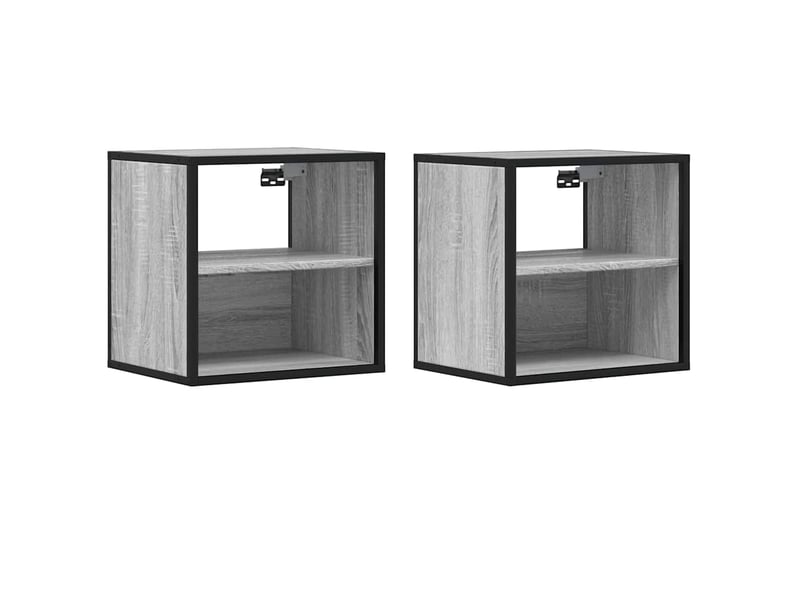  Lot de 2 tables de chevet - cabinet de chevet - table de nuit murales sonoma gris 40x31x39,5 cm  - Conforama A