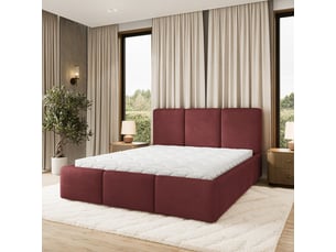 Lit coffre 120x200cm <strong>MASSENO</strong> <strong></strong> coloris rouge