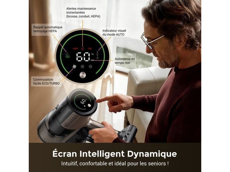  Aspirateur balai sans fil 80 kpa 180 aw smartspeed 3 modes jusqu a 70 min batterie amovible 406392_AACOV78553_6_DROPFR - Conforama E