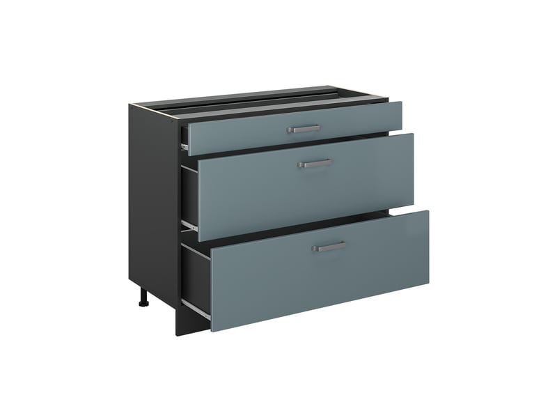  Vicco meuble cuisine, bleu-grisanthracite, 100cm plan de travail marbre  - Conforama C