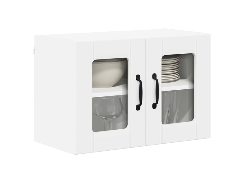 Meuble mural de cuisine, cabinet en verre mural 2 pcs blanc bois d'ingénierie shl6271 - Conforama C