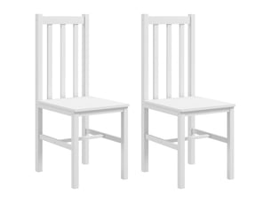 Lot de 2 chaises de salle à manger – chaise de cuisine avec dossier, bois de pin blanc, capacité 120 kg