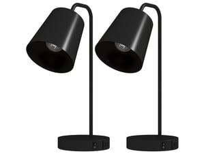 Lot de 2 lampes de table 28x15x41 cm avec ports usb-a et usb-c métal noir