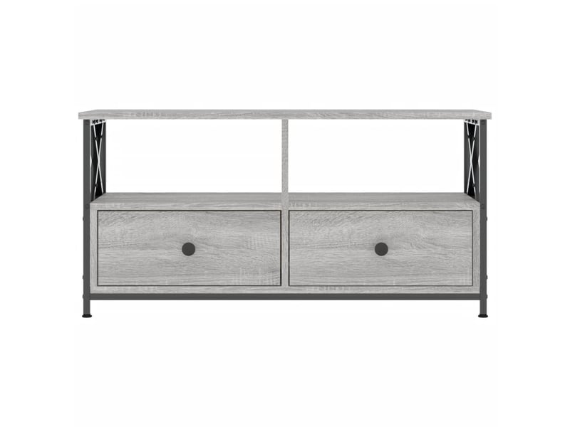  Meuble tv - banc tv - meuble de rangement sonoma gris 90x33x45 cm bois d'ingénierie et fer  - Conforama C