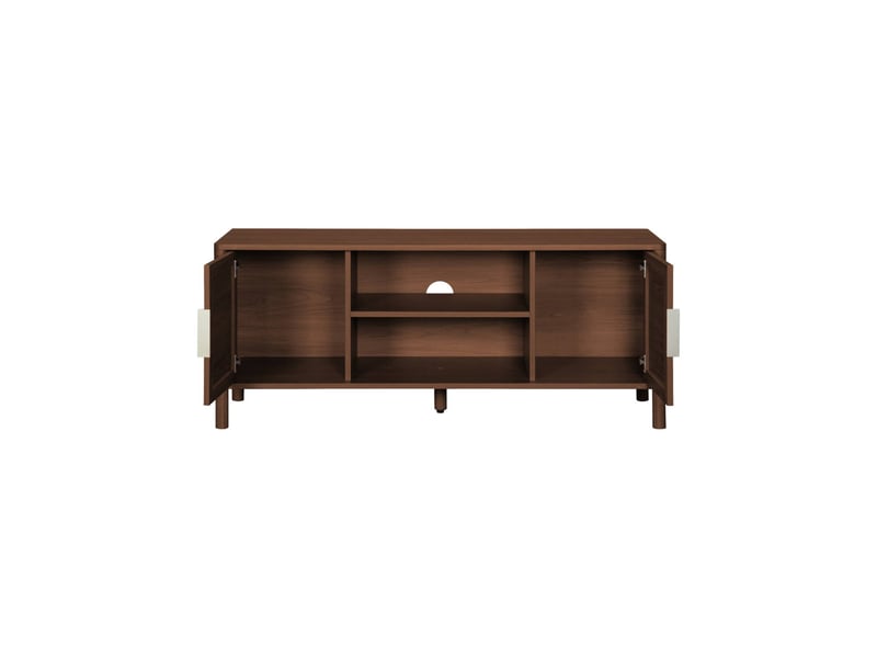  Meuble tv vintage décor bois et cannage 2 portes 120cm noyer - etta  - Conforama E