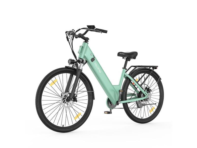  Velopro c1 vélo électrique 250w 36v 13ah 27.5*1.95 cadre ouvert adulte vélo de ville pour trajets quotidiens avec porte-bagons arrière écran lcd couleur capteur de vitesse frein à disque mécanique 7 vitesses 25kmh  - Conforama A