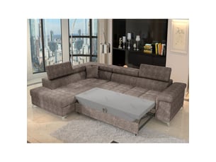 Canapé d'angle convertible palazzo 4 places marron – angle gauche avec coffre
