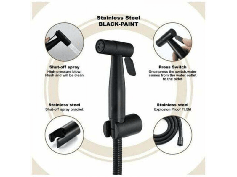  Pulverisateur de bidet portable noir, robinet de toilette, en acier inoxydable, salle de bain froide, valve shattaf, ensemble de je  - Conforama D