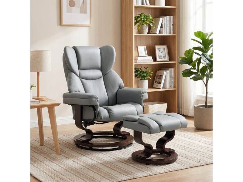 Fauteuil relax inclinable avec repose-pieds, pivotant à 360 degrés, dossier haut, pour salon et coin télévision - Conforama D