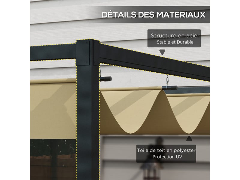  Pergola belvecourt rétractable anti-uv kaki extérieur contemporain 298x213 cm  - Conforama E