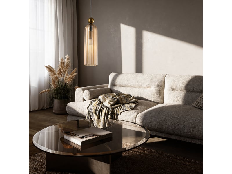  Suspension de plafond light prestige piega ambre 1 x e14 1 pc.  - Conforama B
