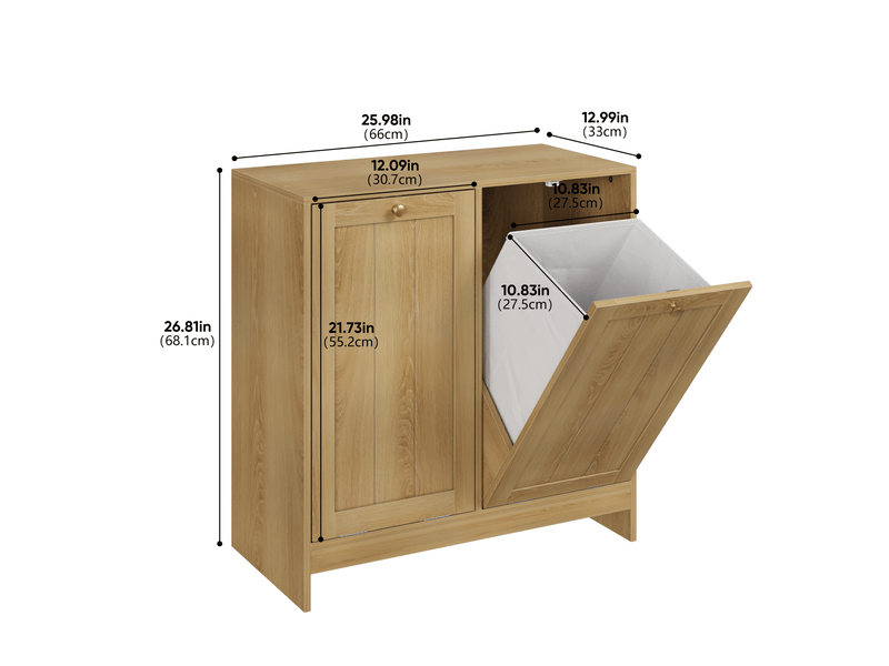  Meuble à linge tcqpz 66 x 33 x 68 cm à 2 paniers amovibles mdf et panneaux de particules coloris chêne  - Conforama C