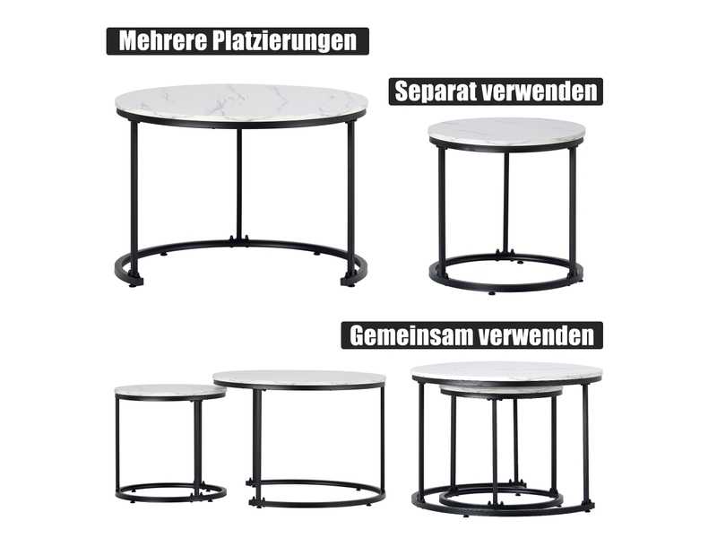  Ensemble de 2 tables gigogues rondes pour salon — tables basses modernes, design contemporain  - Conforama E