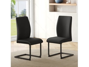 Chaise de salle à manger 44,5×44×99cm, revêtement pu et structure métallique, style moderne, dossier 50 cm, design ergonomique, finition noire