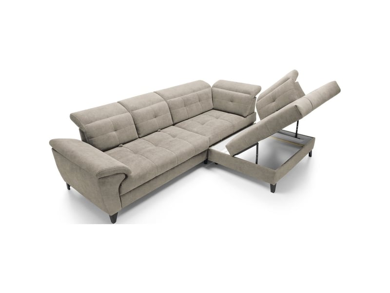  Canapé d'angle beige 5 places angle droit salon familial inferno  - Conforama D