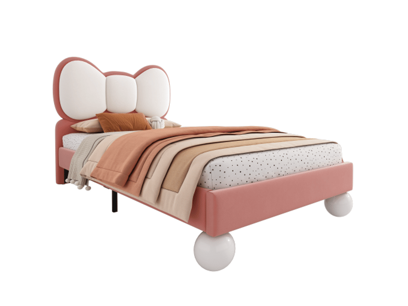  Lit simple rembourré 90x200cm coloris rose velours led lit enfant rose - Conforama A