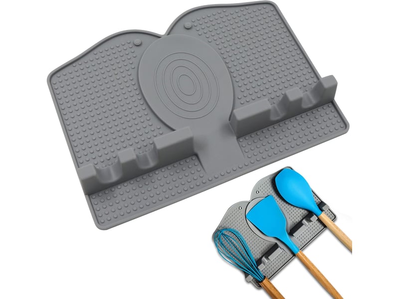  25,5x19cm, gris repose cuillère porte ustensiles support - en silicone, garder les plans de travail la cuisine ordre, pour cuillères louche pinces spa A-G-002668 - Conforama B