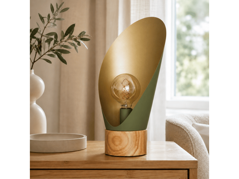  Lampe à poser en métal vert olive et bois h44 cm-spoon Spoon - Conforama B