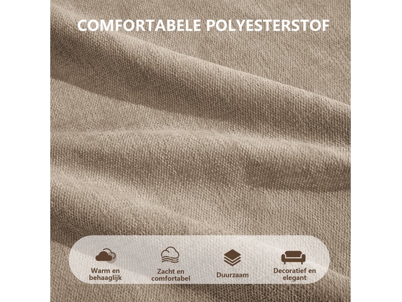 Canapé d'angle modulable 2 places avec pouf, sans structure rigide, en polyester sable beige - Conforama D