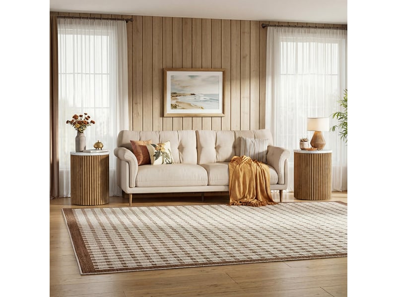  Table d'appoint ronde avec plateau en marbre et piètement cannelé, ø 45 cm, pour salon  - Conforama D