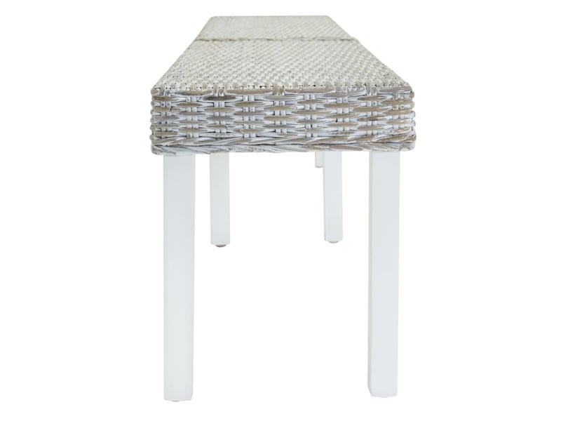  Banc d'entrée, banc d'intérieur blanc 160x35x45 cm rotin kubu naturel et acajou solide  - Conforama C