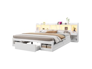 Lit avec rangement 180x200 cm DESVIAE coloris blanc