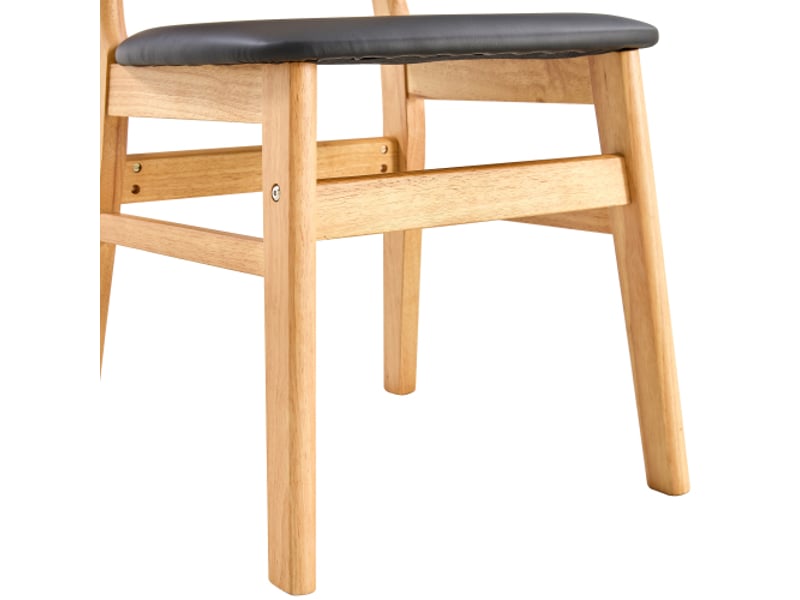  Ensemble de 2 chaises scandinaves: dossier rotin, bois massif, siège rembourré et ergonomique, pièce unique  - Conforama D