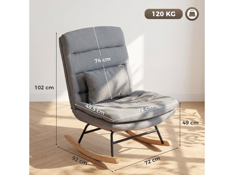  Fauteuil à basculefauteuil avec revêtement aspect lin, coussin lombaire, dossier haut, assise large, double rembourrage, gris clair  - Conforama E
