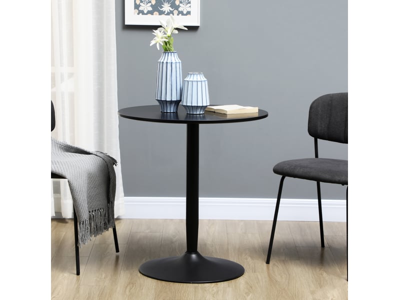  Table de salle à manger ronde pour 2 personnes avec pied en acier et base antidérapante, pour cuisine, ø70 × 75 cm  - Conforama C