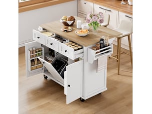 Îlot de cuisine mobile avec tiroirs et rangement cravdom