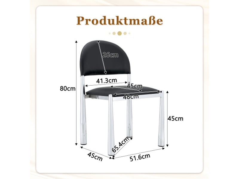  Ensemble de 2 chaises modernes – dossier demi-cercle, assise cuir pu, pieds métal, 80 cm – élégantes et robustes  - Conforama C