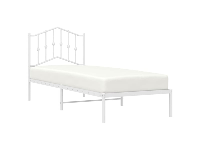  Lit simple- lit adulte -  cadre de lit métal sans matelas avec tête de lit blanc 90x190cm  - Conforama B