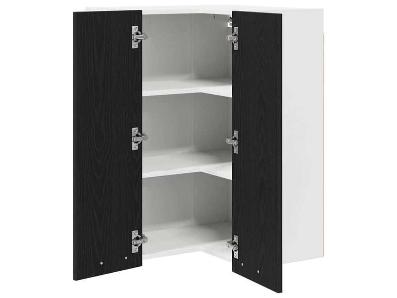  Meuble de rangement cuisine, armoire suspendue chêne noir et blanc 57x57x80cm  - Conforama E