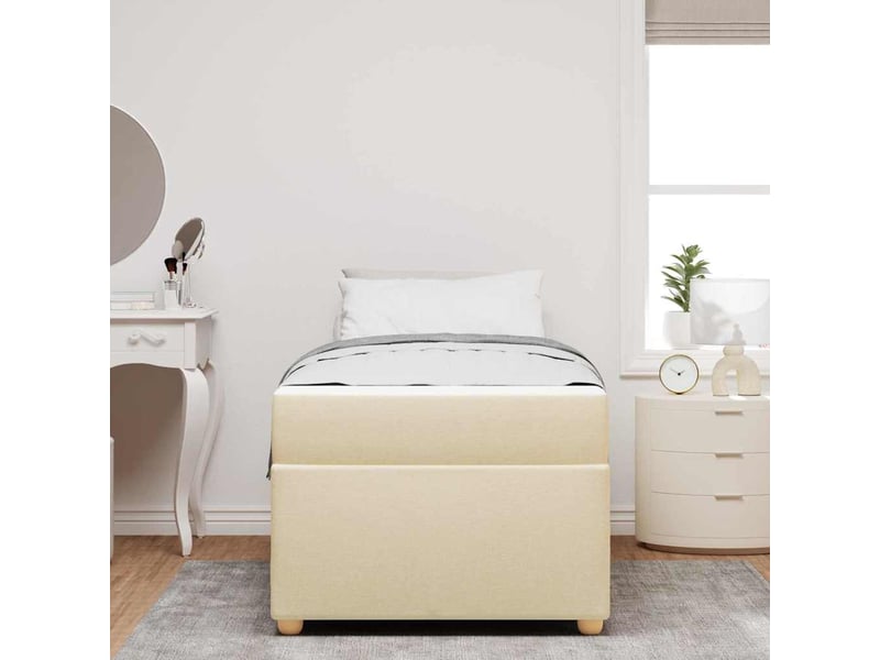  Lit adulte, lit simple, cadre de lit avec matelas crème 100x200cm tissu cf992  - Conforama C