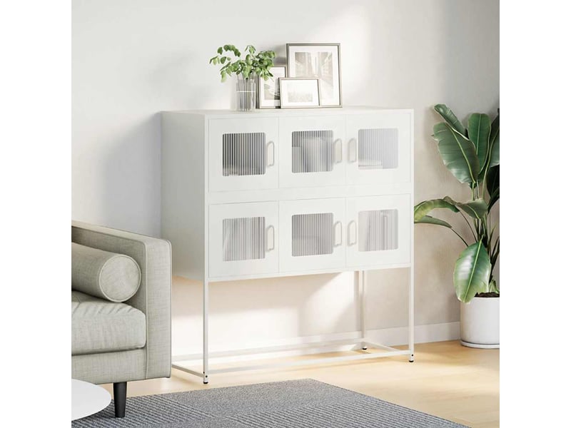  Buffet - bahut - meuble de rangement blanc 100,5x39x107 cm acier laminé à froid  - Conforama C
