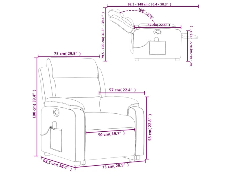 Vidaxl fauteuil de massage inclinable rose velours - Conforama C