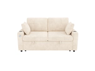 Canapé droit convertible <strong>WISHDOR</strong> <strong></strong> 2 places Polyester beige avec coffre de rangement