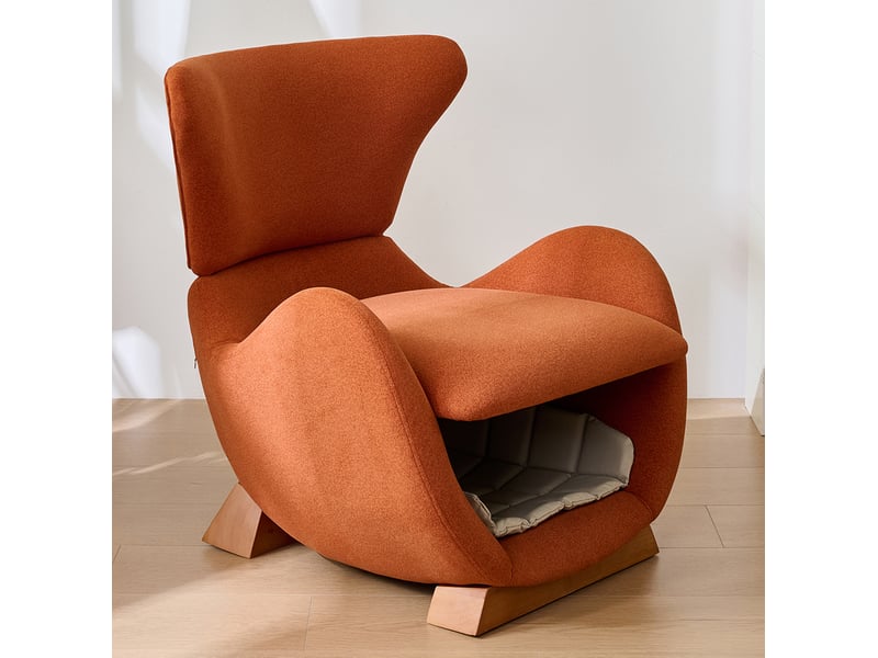  Fauteuil lounge design rouge brique avec niche intégrée  - Conforama D