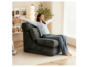 Méridienne convertible 2-en-1 50 x 42 x 37 cm – noir – assise et couchage modulables