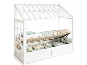 Lit cabane 90x200 cm STILVORA coloris blanc