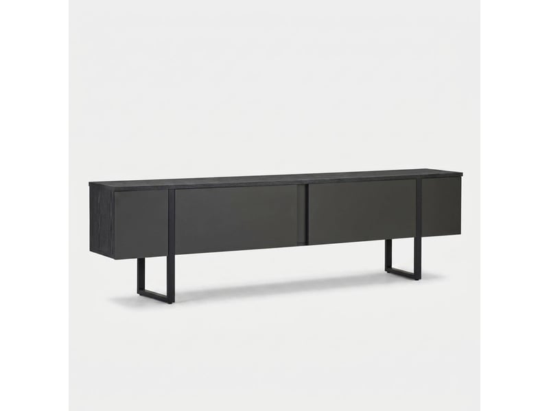 Support tv mobile moderne avec portes onera et pieds noirs - anthracite  - Conforama A