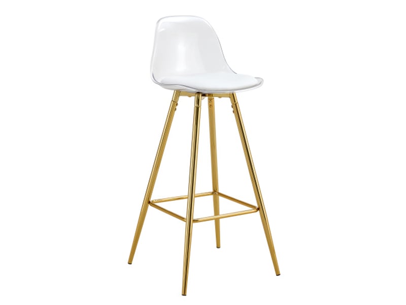  Lot 2 tabourets bar 100 cm transparent – piètement doré, dossier confortable – café &amp; salon  - Conforama W